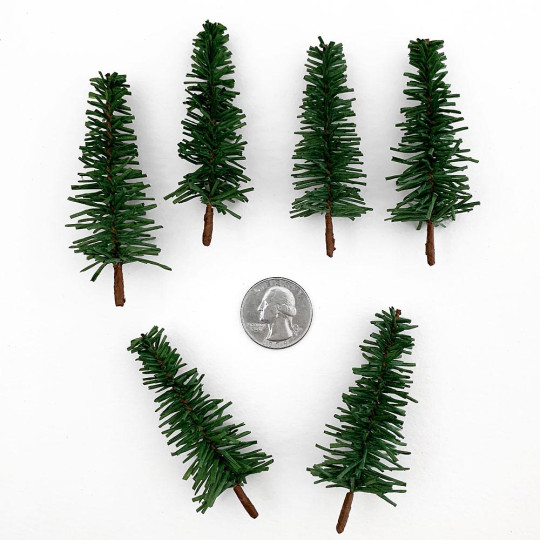 Paper Christmas Trees ~ Set of 6 Small Trees~ 2-3/4" tall 